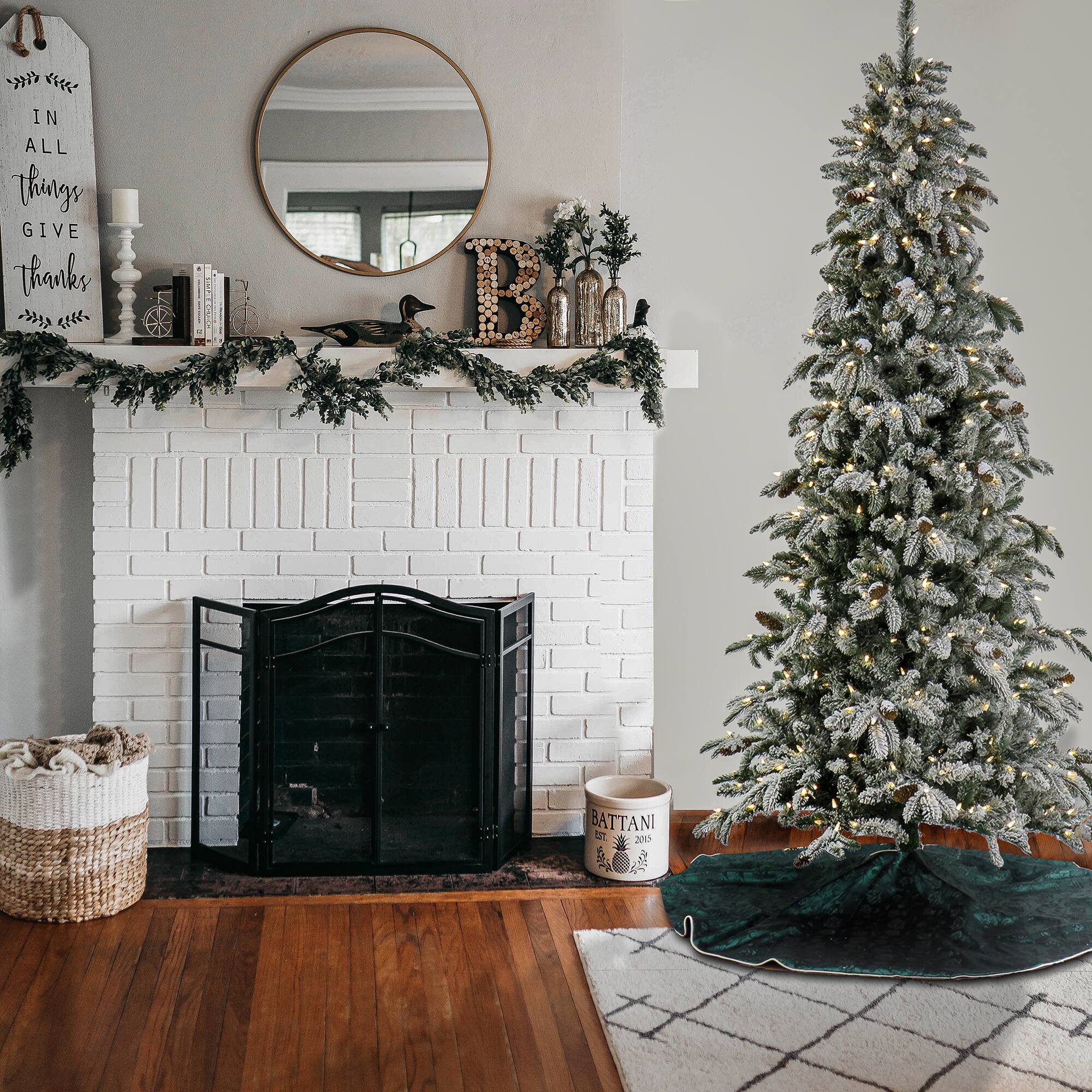 7.5ft. Pre-Lit Snowy Vintin Fir Tree, LED Lights